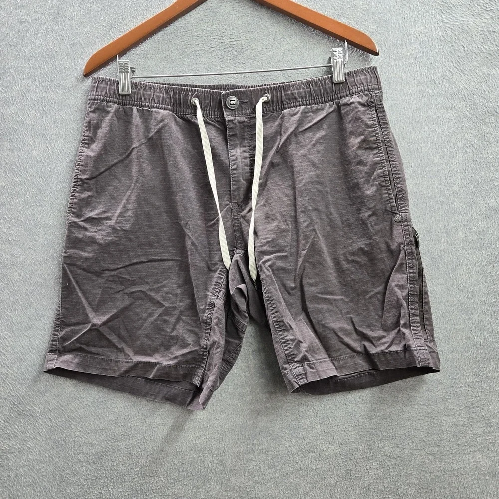 Vuori Men Activewear Shorts L Gray Organic Cotton Ripstop Climber 7